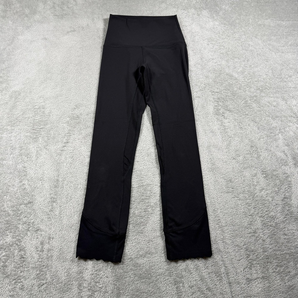 Lululemon Align Scallop Hem High Rise Leggings Womens 0 Black Yoga Gym Workout